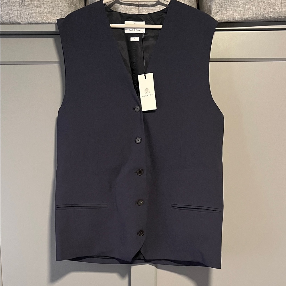 Aritzia Babaton Midnight Blue Tailored Vest (Navy Blue)